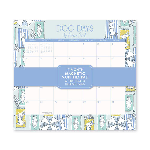 Orange Circle 2025 Magnetic Monthly Calendar Pad Dog Days