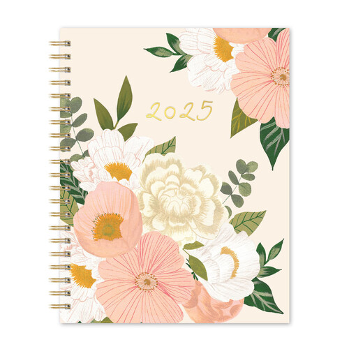 Orange Circle 2025 Extra Large Spiral Planner Bella Flora