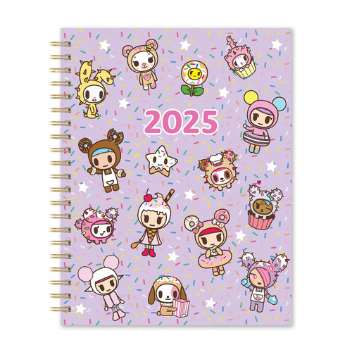 Orange Circle 2025 Extra Large Spiral Planner Tokidoki Donutella 