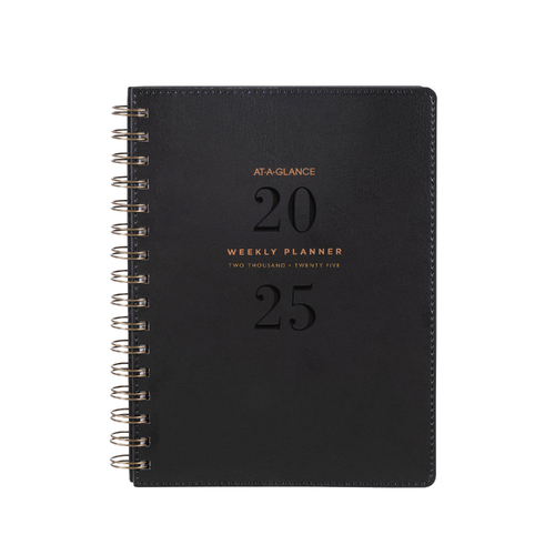 2025 At A Glance A5 Week To Open Signature Diary Planner Diaries AAG300925 - Black