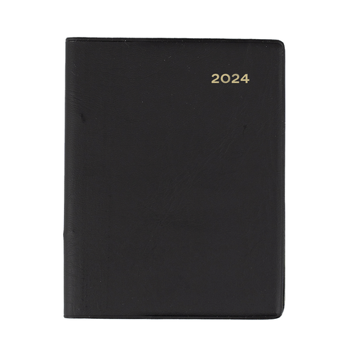 Collins 2024 Belmont A7 Diary PVC Pocket With Pencil Week To View 337P.V99-24 - Black