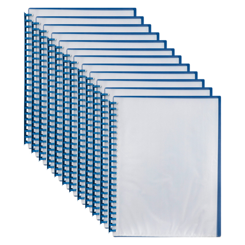 Marbig A4 Display Book Refillable 20 Pocket With Clear Front BLUE 12 Pack - 2007201