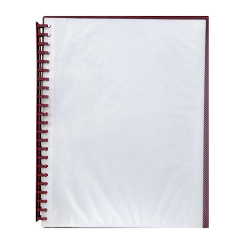 Marbig A4 Display Book Refillable 20 Pocket With Clear Front MAROON - 2007203