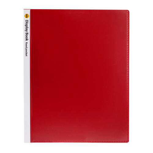 Marbig A4 Display Book NON-Refillable Pockets With Insert Cover 40 Page RED 10 Pack - 2003603