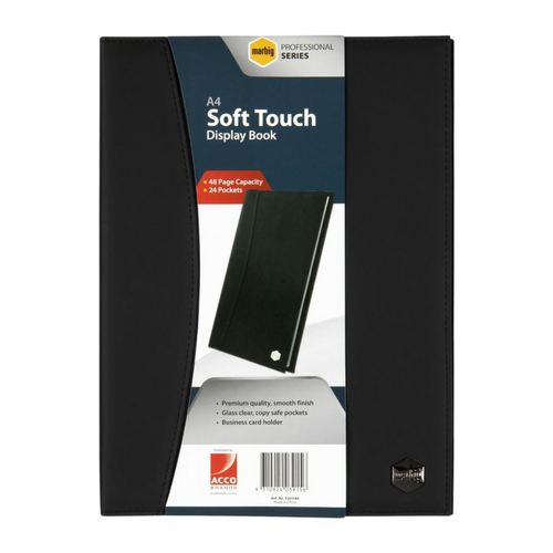 Marbig Professional Display Book Soft Touch 24 Pockets BLACK - 2201185