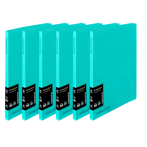 Colourhide A4 Display Book Fixed Pockets 20 Page AQUA 6 Pack - 2055132J
