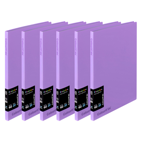 Colourhide A4 Display Book Fixed Pockets 20 Page PURPLE 6 Pack - 2055119J
