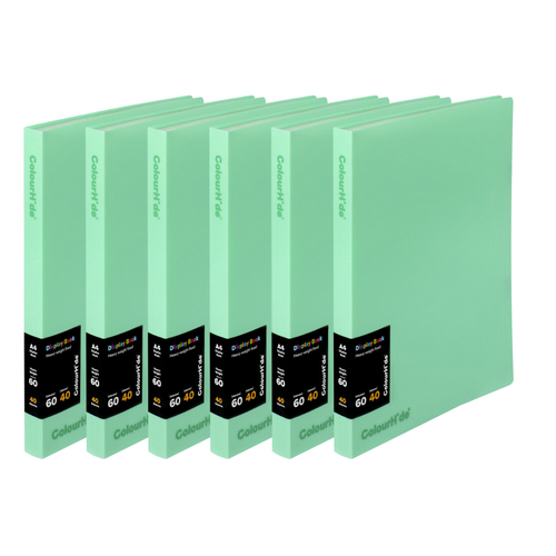 Colourhide A4 Display Book Fixed Pockets 40 Page GREEN 6 Pack - 2055207J