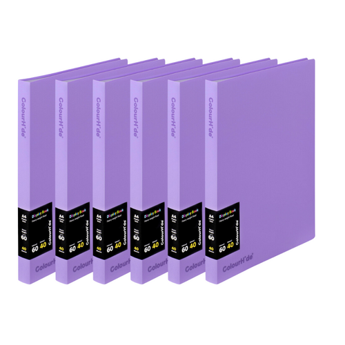 Colourhide A4 Display Book Fixed Pockets 40 Page PURPLE 6 Pack - 2055219J