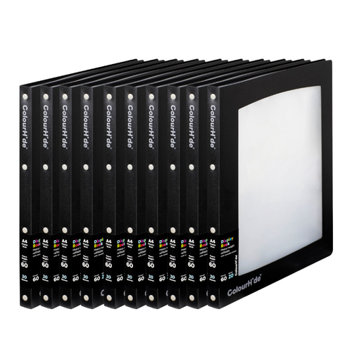 Colourhide A4 Display Book Refillable 20 Pocket With Clear Insert BLACK 10 Pack - 2003302J