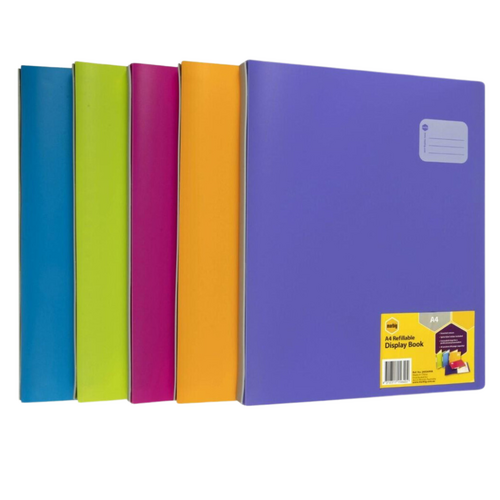 Marbig A4 Display Book Refillable 20 Page ASSORTED COLOURS 12 Pack - 2002699A