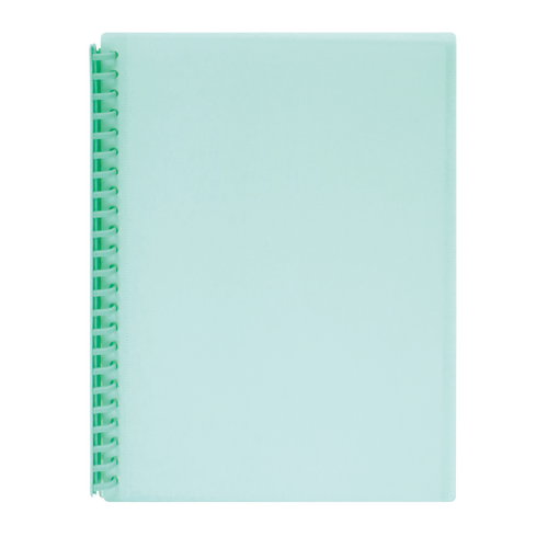 Marbig A4 Display Book Refillable 20 Pocket With Clear Front PASTEL GREEN 12 Pack - 2008604