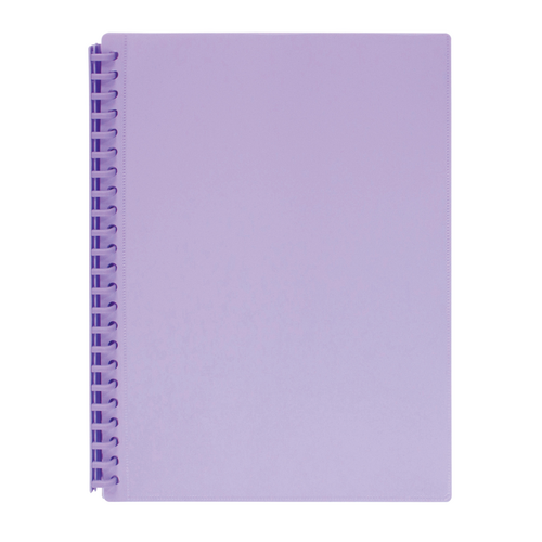 Marbig A4 Display Book Refillable 20 Pocket With Clear Front PASTEL PURPLE 12 Pack - 2008619
