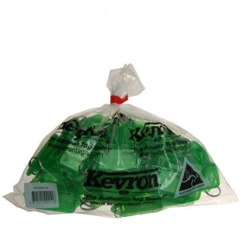 50 X Kevron Keytags ID Tag Key Ring Label - Green