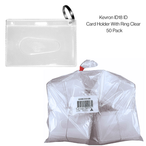 Kevron ID18 ID Card Holder Polypropylene ID / Fuel Card Holders With Ring Clear - 50 Pack