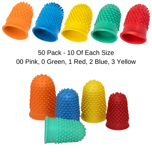 50 X Superior Thimblettes Bundle (10 Each) Size 00 Pink, 0 Green, 1 Red, 2 Blue, 3 Yellow