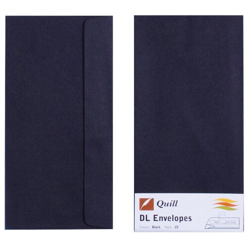 Quill DL Envelopes 80gsm 25 Pack 94033 - Black