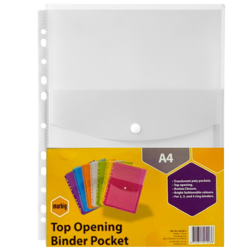 Marbig A4 Binder Wallet Top Opening Clear - 1 Pack -  2025812