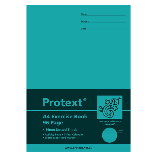 Protext Nb5070 Exercise Book A4 96 Pages 14mm Dotted Thirds With Margin (Goanna) - Each