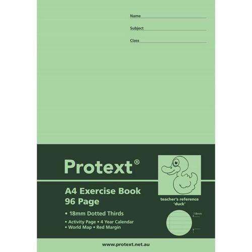 Protext Nb5071 Exercise Book A4 96 Page 18mm Dotted Thirds With Margin (Duck) - Each