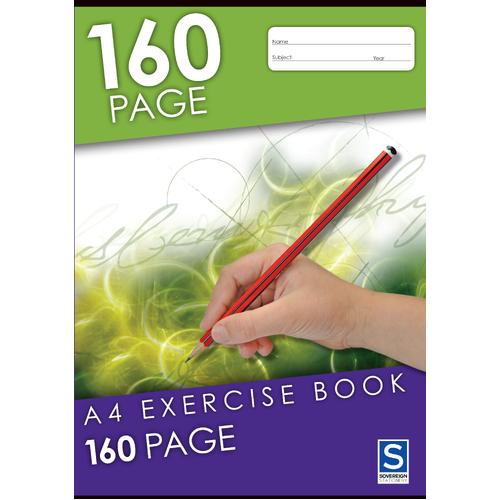 Sovereign A4 Exercise Book 8mm Ruled 160 Page - 1 Pack