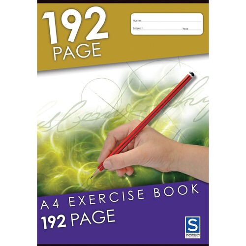 Sovereign A4 Exercise Book 8mm Ruled 192 Page - 1 Pack