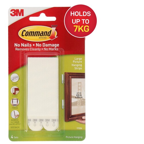 3M COMMAND Picture Hanging Strip Large 4 Pack - 17206 