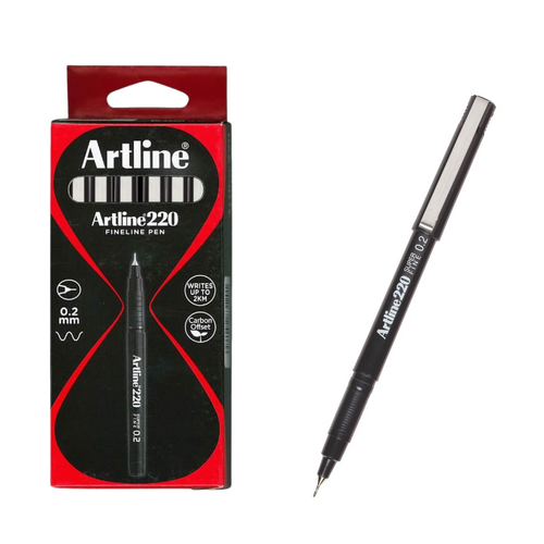 Artline Marker 220 Superfine Point 0.2mm Pen Black - 12 Pack