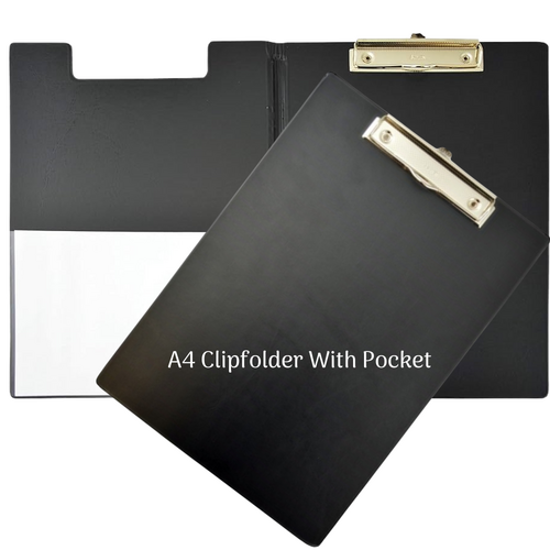 Bantex PVC Clipfolder A4 With Pocket 100401046 - Black