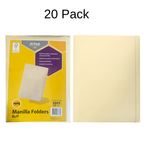 Marbig A4 Manilla Folder 20 Pack 1107507 - Buff
