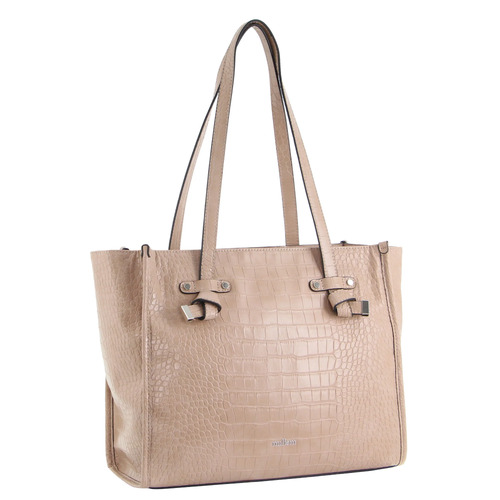 Milleni Ladies Fashion Croc-Embossed Tote Bag in Blush 3450