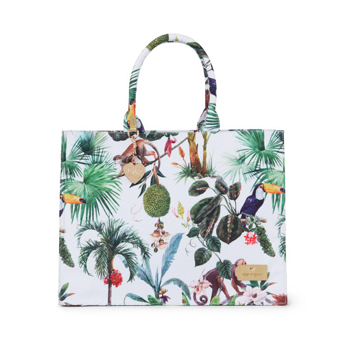 Queen Of Hearts Book Tote Carry Bag Printed Canvas Jungle Print - Tropical 