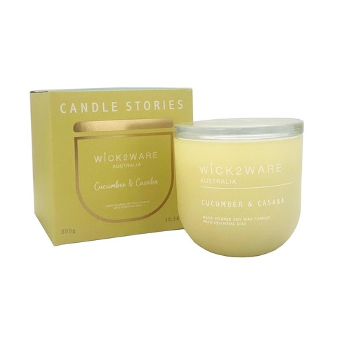 Wick 2 Ware Soy Candle Hand poured 300g - Cucumber & Casaba