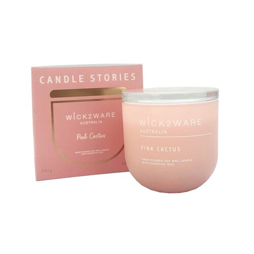Wick2Ware Soy Candle Jar 300g - Pink Cactus