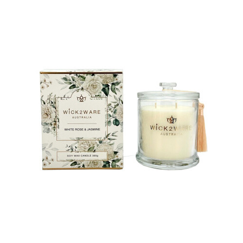 Wick2Ware Soy Candle Jar 380g - White Rose & Jasmine