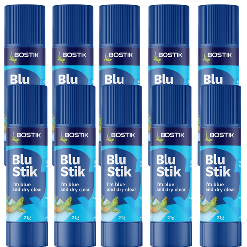 Bostik BLUE Glue Stick 21gm Acid Free Dries Clear 30609842 - 10 Pack