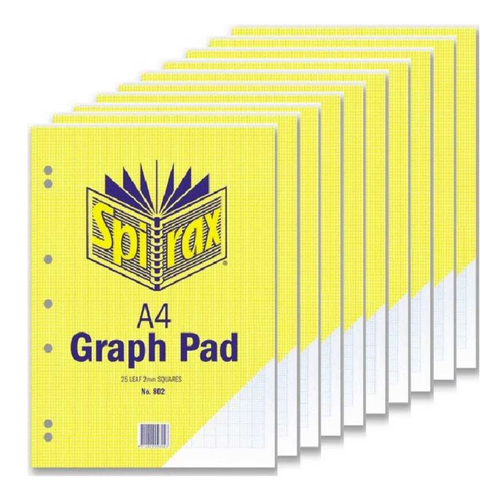 Spirax 802 A4 Graph Pad 2mm Grids 25 Pages 56083 - 10 Pack