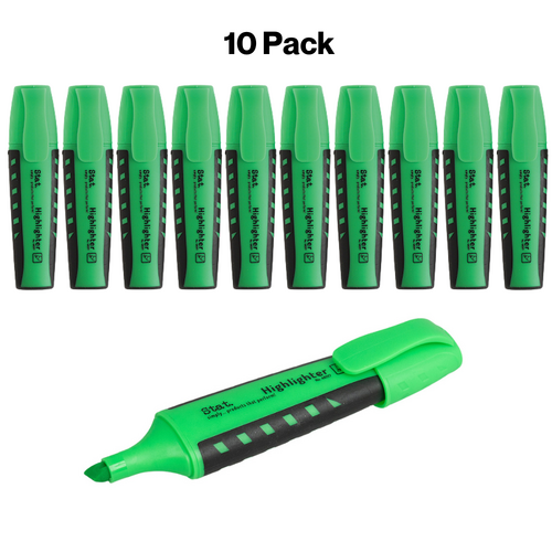 Highlighter Chisel Nib 2-5mm STAT GREEN 48017 - 10 Pack