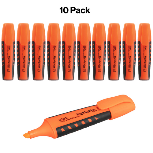 Highlighter Chisel Nib 2-5mm STAT ORANGE 48018 - 10 Pack