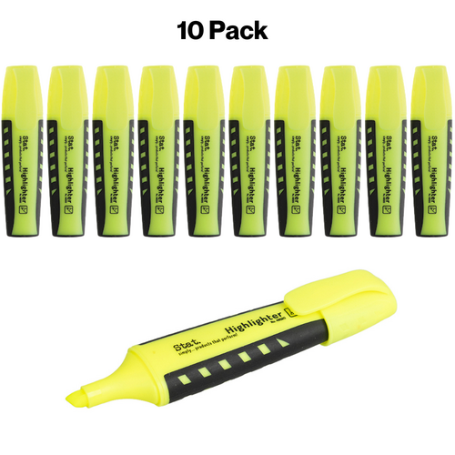 Highlighter Chisel Nib STAT Yellow 48020 - 10 Pack