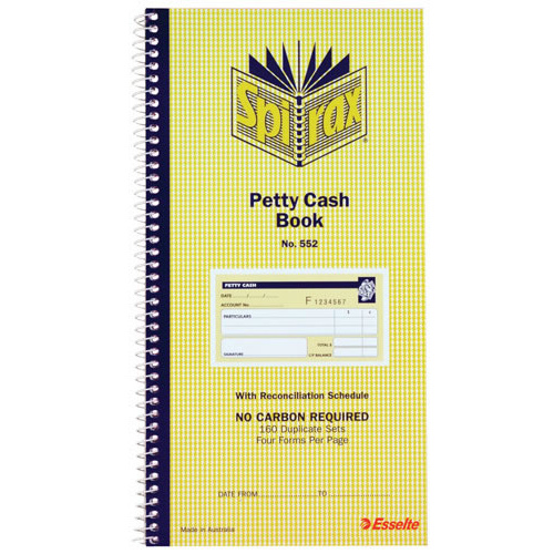 Spirax 552 Petty Cash Book 160 Duplicate Sets Carbonless - 4 to View