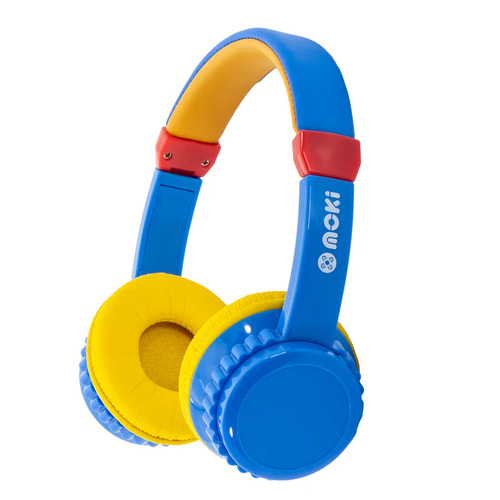 Moki PlaySafe Volume Limited Wireless Headphones - Blue and Yellow
