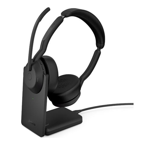 Jabra Wireless Evolve 2 55 MS Stereo Bluetooth ANC Headset With Charging Stand, Link380A, USB-A