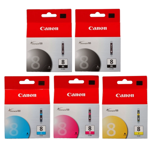 ***CLEARANCE*** Canon 8 Genuine Ink Set - 2 x Black, 1 x Cyan, 1 x Magenta, 1 x Yellow