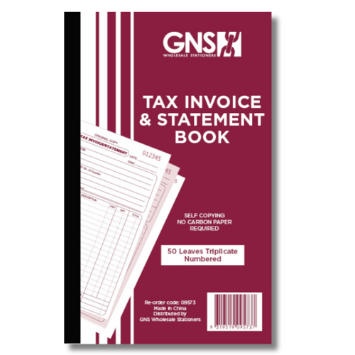 Tax Invoice & Statement Book 5 X 8" (200x125mm) Triplicate Carbonless 50 Leaf - 9573