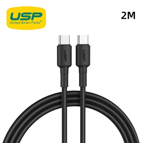 USP 2m USB C To USB C Fast Charging Cable BoostUp Braided - Black