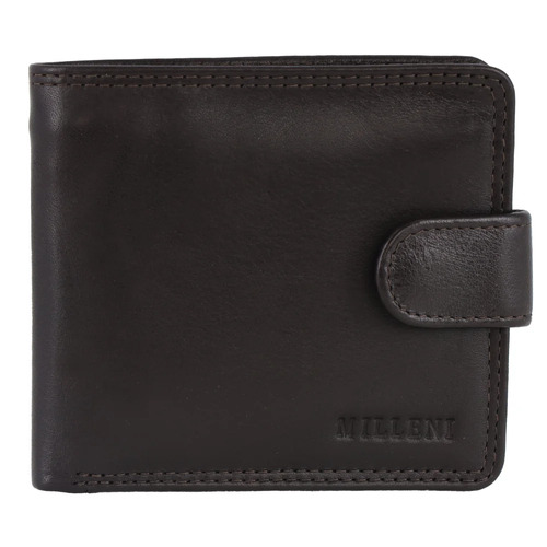 Mens Genuine Leather Wallet Zipper Notes and Coins With Card Compartment - Brown