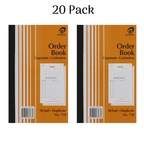 Olympic 738 Order Book Carbonless Duplicates 125 x 200mm 100697408 - 20 Pack