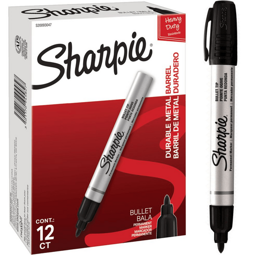Sharpie Pro Metal Barrel Permanent Marker Bullet Tip 1.5mm Black 25020 - 12 Pack 
