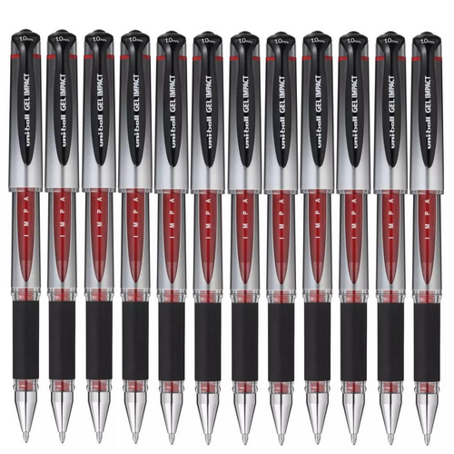 Uniball Signo UM153S Gel Impact Broad Rollerball Pen Red - 12 Pack